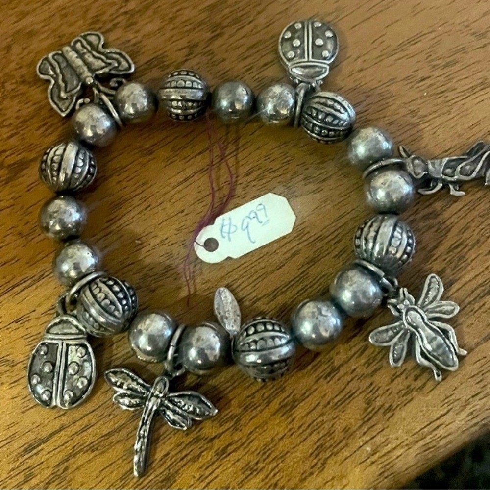 Unique Silver Insect Charm Bracelet